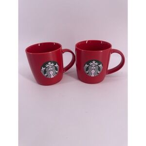 Starbucks Red Ceramic Logo Coffee Mugs - Set of 2